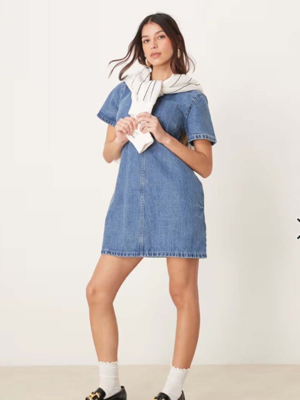 Abercrombie & Fitch Short Sleeve crew neck denim mini dress sz SM